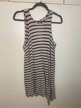 BECCA Black and Cream Striped Sleeveless Tank Dress